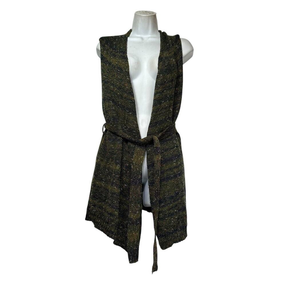 CRISTINA EHRLICH Marled Sweater Vest Belted Cardigan Size M